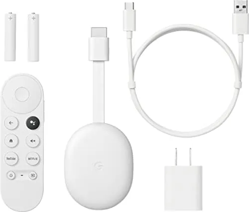 The Chromecast and remote packed into the included pouch with the cleaning cloth
