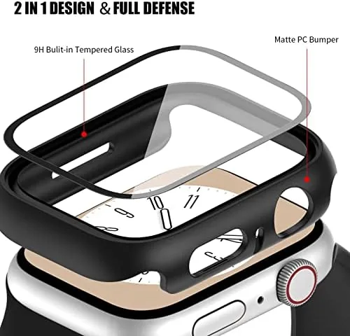 The tempered glass screen protector being applied to the Apple Watch face