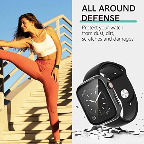 The Apple Watch with the starlight case worn on the wrist outdoors