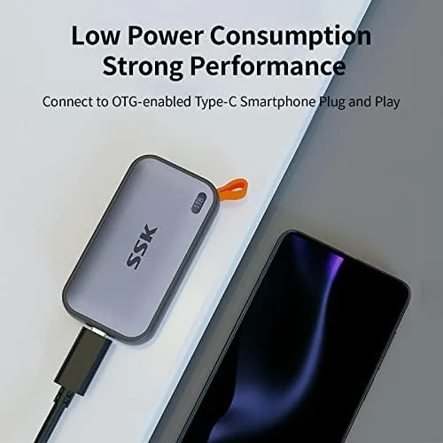 Detail shot of the SSK Portable SSD 1TB External Solid State Hard Drive USB features