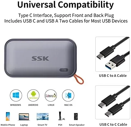 The SSK Portable SSD 1TB External Solid State Hard Drive USB in real use