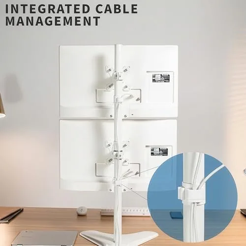 Another view of the VIVO Dual Monitor Desk Stand Free-Standing LCD Mount, Holds in