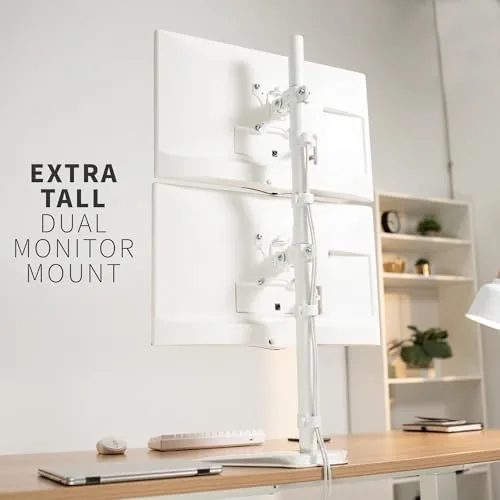 Testing the VIVO Dual Monitor Desk Stand Free-Standing LCD Mount, Holds in over two weeks