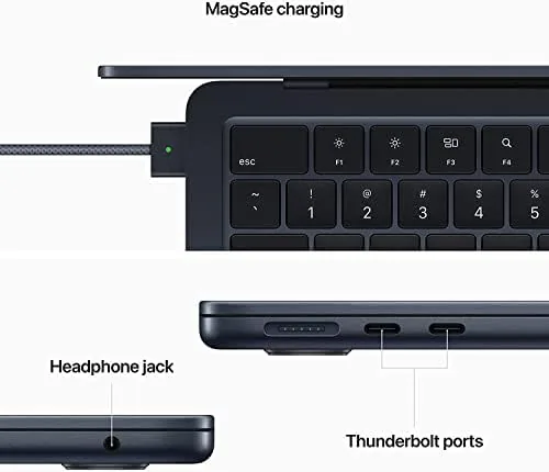 The MacBook Air setup on a desk showing the keyboard, trackpad, and display in use
