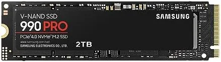A close view of the 990 PRO M.2 drive showing the controller and NAND chips