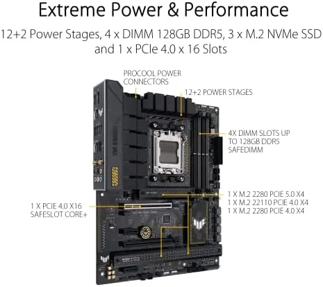 BIOS screen on the TUF B650-PLUS WiFi showing CPU and memory recognized