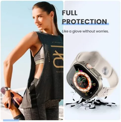 Detail shot of the Tensea 3PCS for Apple Watch Screen Protector Case Ultra 3/2 features