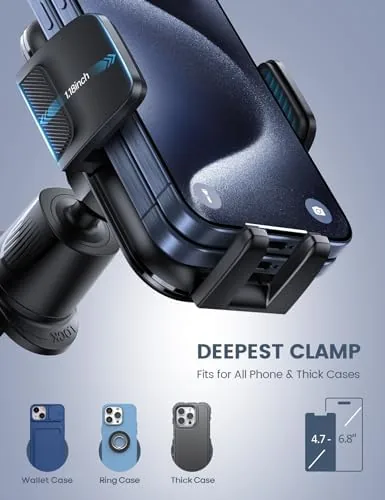 Close up of the metal hook and clamp jaw of the Lamicall phone holder