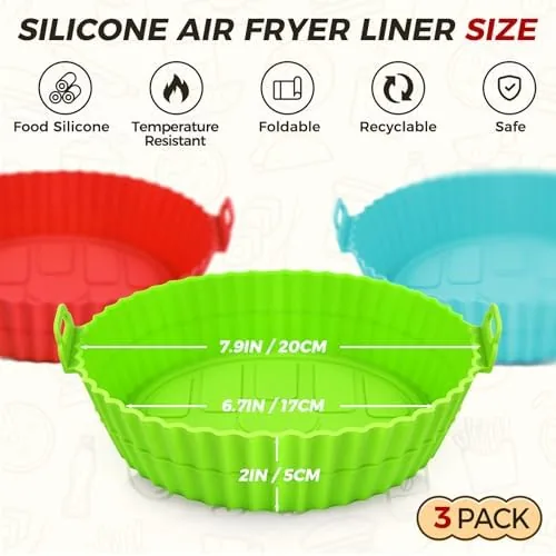 Close look at the 3 Pack Air Fryer Silicone Liners 8inch Air Fryer Silicone build quality