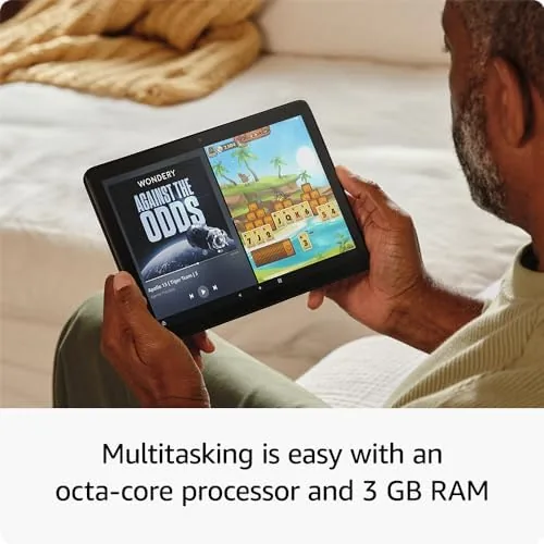 The Fire HD 10 playing a streaming movie in landscape