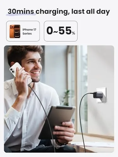 Close look at the UGREEN 30W USB C Charger for iPhone 17, Nexode Foldable build quality