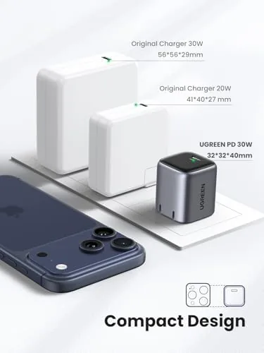 Another view of the UGREEN 30W USB C Charger for iPhone 17, Nexode Foldable