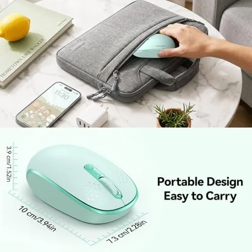 TECKNET compact mouse next to a full-size mouse for size comparison