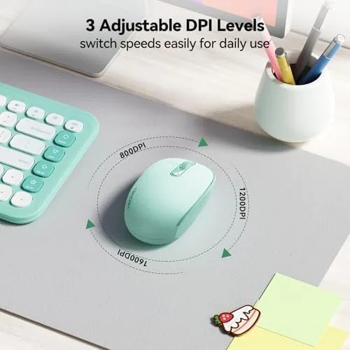 Hand pressing the buttons on the TECKNET mouse while a colleague works nearby