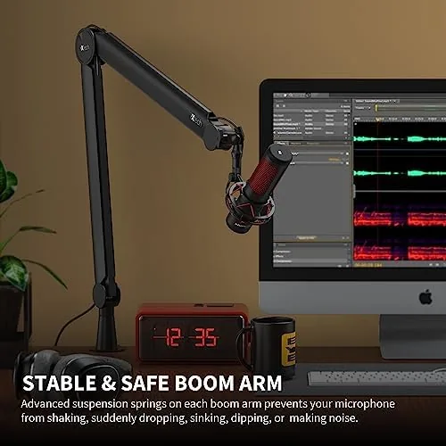 Testing the Premium Microphone Boom Arm with Desk Mount, 360° Rotatable, Fully over two weeks