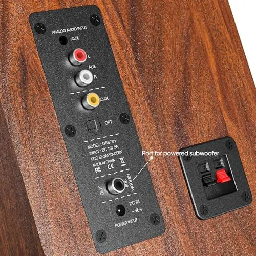 Detail shot of the Saiyin Powered Bluetooth Bookshelf Speakers | 40W*2, 4 Inch Woofer features