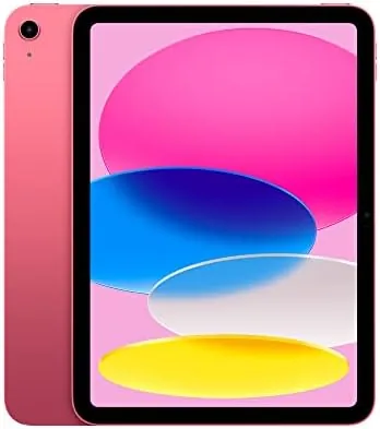 Front view of the Apple iPad 10th generation in Pink with the flat edge design