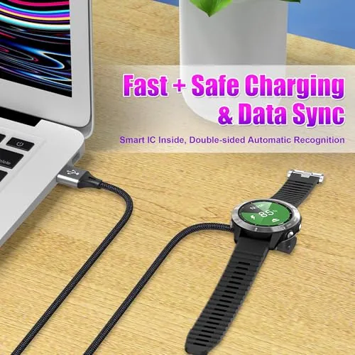 The AGVEE 2 Pack 3.3ft Charger for Garmin Watch, L-Shape Charging in real use