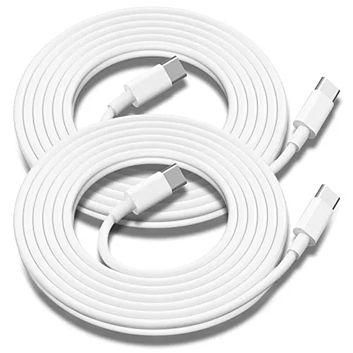 Two USB C to USB C cables laid out showing their 10 foot length