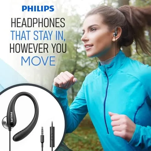 Close look at the PHILIPS Over The Ear Earbuds, Flexible Wrap Around Earbuds, Around build quality