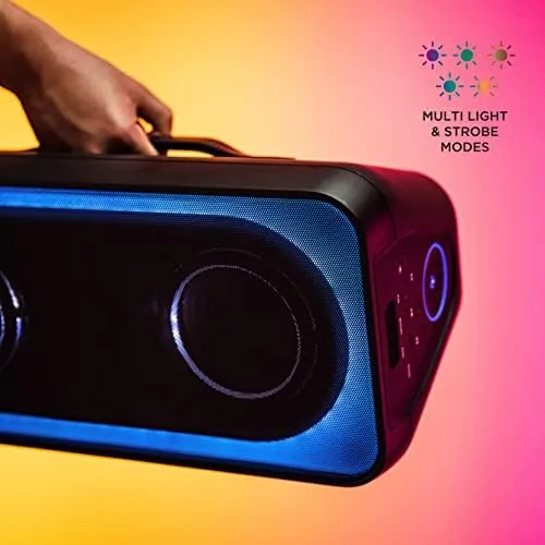 Close look at the Altec Lansing - Portable Bluetooth Speaker, 180W RMS, Deep Bass Subwoofer build quality