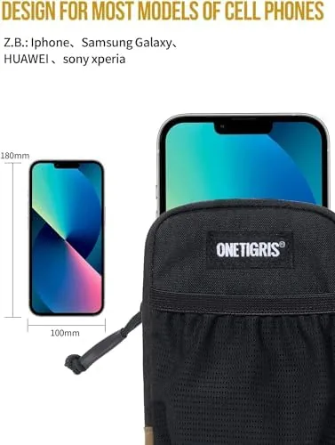 Close look at the ONETIGRIS Backpack Strap Pouch, Phone Belt Holder Molle Phone Holster build quality