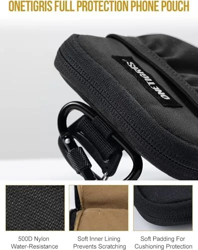 The ONETIGRIS Backpack Strap Pouch, Phone Belt Holder Molle Phone Holster in real use