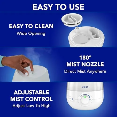 The Vicks Mini Filter Free Cool Mist Humidifier for Small Room compared in context