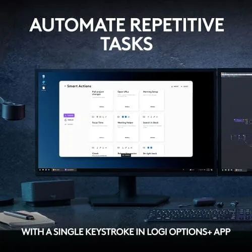 The full Combo arranged on a home office desk with a laptop