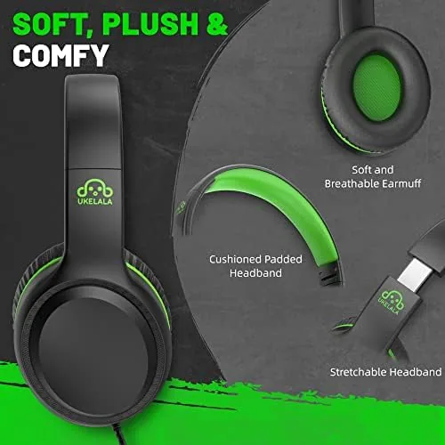 Close look at the UKELALA U2 Wired Headphones for Kids for School Boys Girls build quality