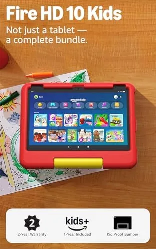 Overview of the Amazon Fire HD 10 Kids tablet (newest model) ages 3-7