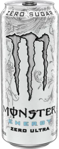 Close view of the Monster Zero Ultra nutrition label on the can