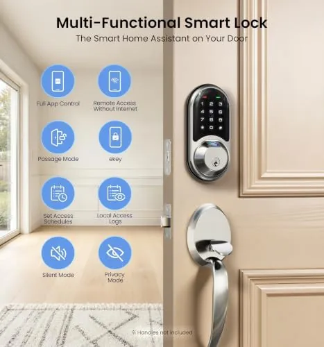 Veise RZ07 smart lock next to two competing smart deadbolts