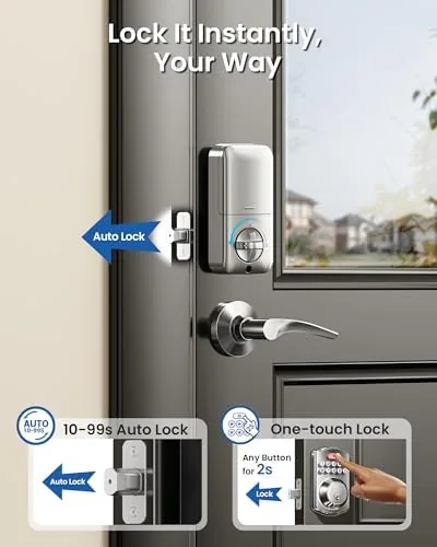 Another view of the Veise KS01B Keypad Door Lock with 2 Lever Handles Set