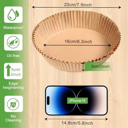 Close look at the 200pcs Air Fryer Disposable Paper Liner, Non-Stick Disposable Air Fryer build quality