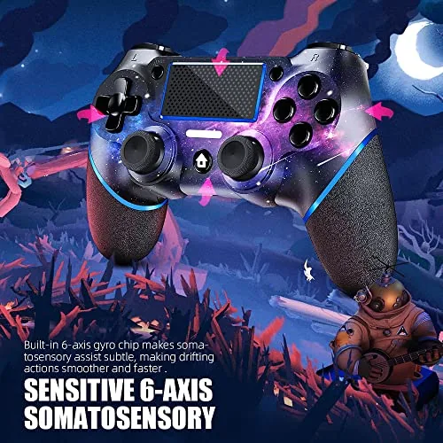 The AceGamer controller beside its USB charging cable and the included thumb caps