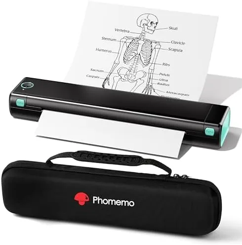 Overview of the Phomemo M08F Inkless Thermal Portable Printer with Case - 8.5