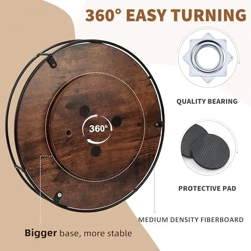 The rustic wood lazy susan serving condiments on a dining table
