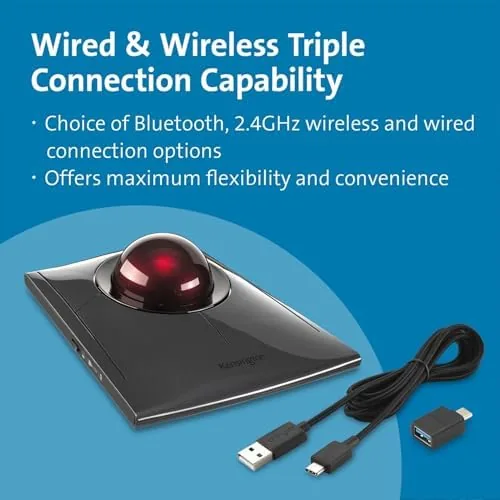 Close look at the Kensington SlimBlade™ Pro Wireless Trackball, Rechargeable Battery, Bluetooth 2.4GHz Connection build quality