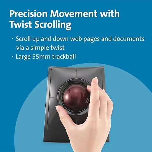 Another view of the Kensington SlimBlade™ Pro Wireless Trackball, Rechargeable Battery, Bluetooth 2.4GHz Connection
