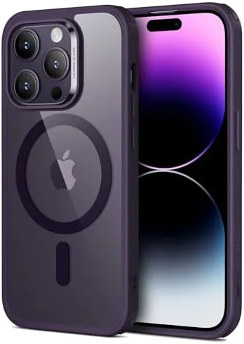 ESR clear purple MagSafe case on an iPhone 14 Pro Max