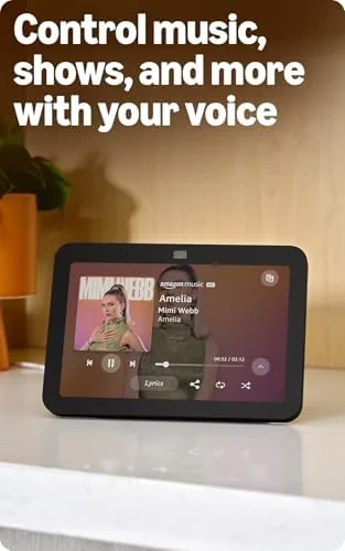 The Echo Show 8 home dashboard showing smart home devices