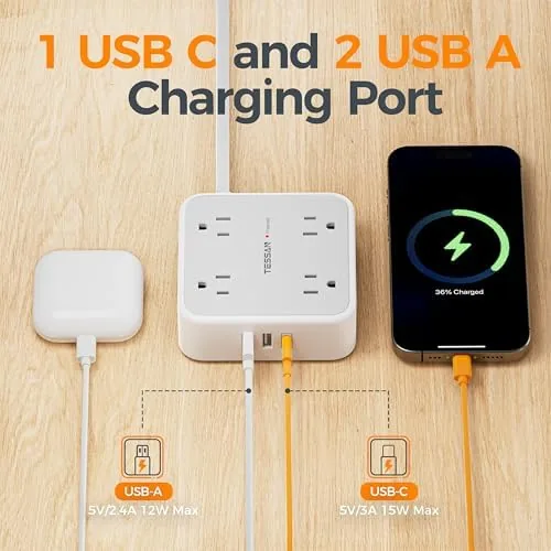 Comparison of the TESSAN strip with a basic power strip side by side