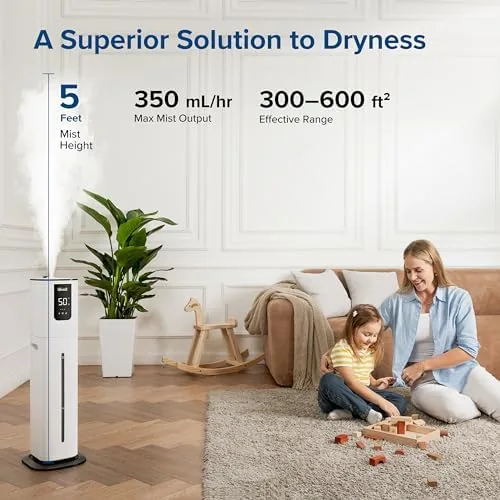 The OasisMist 1000S next to a smaller Levoit humidifier for size comparison