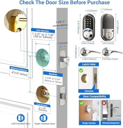 The Veise RZ07B Fingerprint Smart Lock with 2 Lever Handle Set compared in context