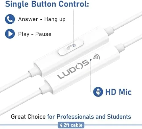 Side by side of the LUDOS FEROX and a pair of generic wired earbuds