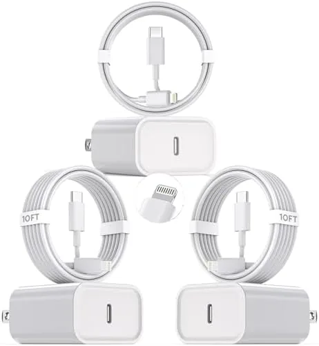 Overview of the 10Foot Fast iPhone Charging Cable,3-Pack Super Fast i Phone Charger