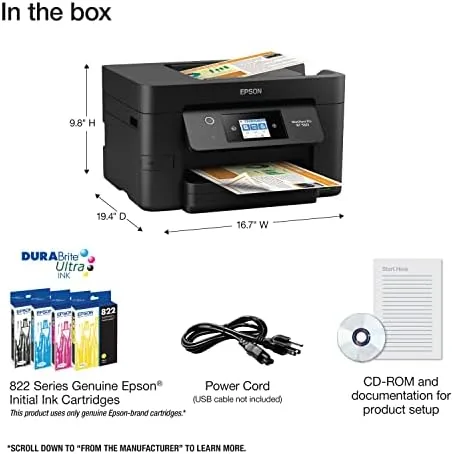 Another view of the Epson Workforce Pro WF-3823 Wireless Color All-in-One Inkjet Printer |