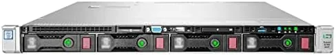 The HP DL360 Gen9 1U server with the top cover open showing the processors and memory