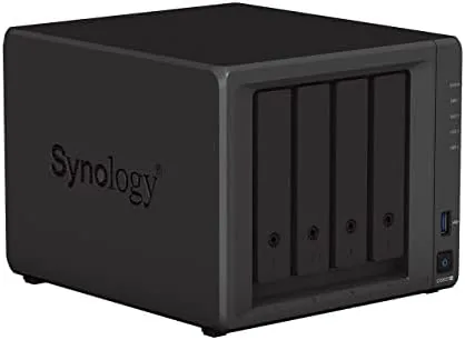 Open drive trays of the Synology DS923+ showing installed WD Red Plus drives